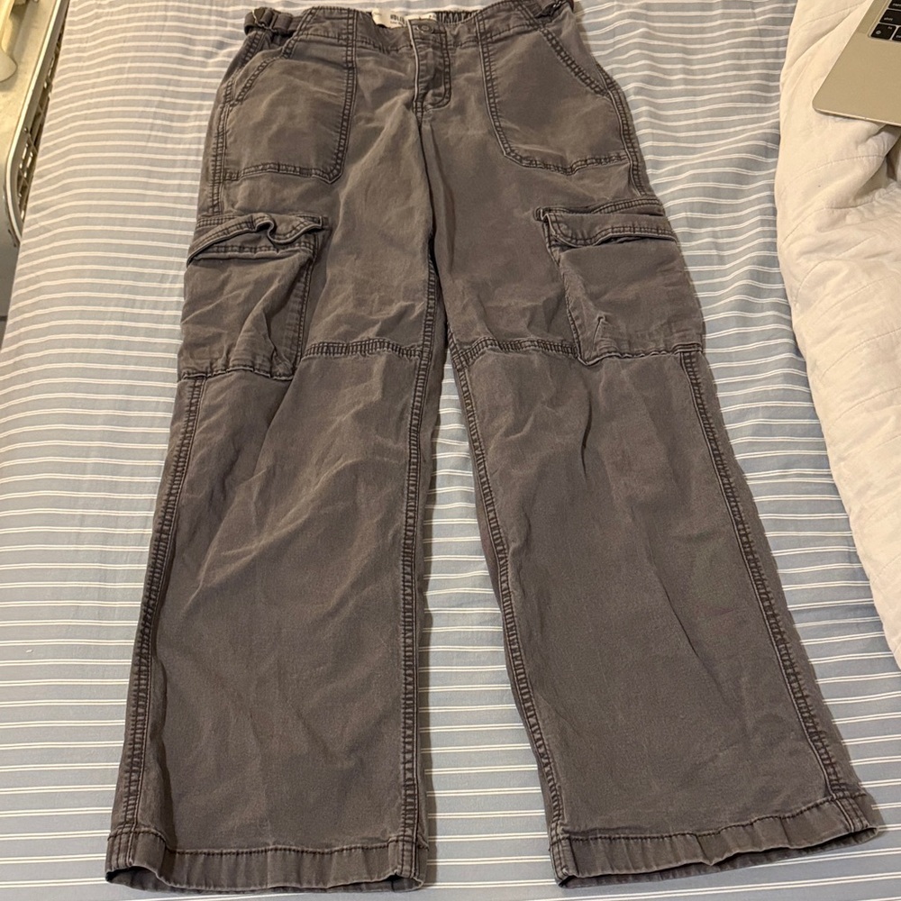 Charcoal Gray low rise Cargo Pants with adjustable waist